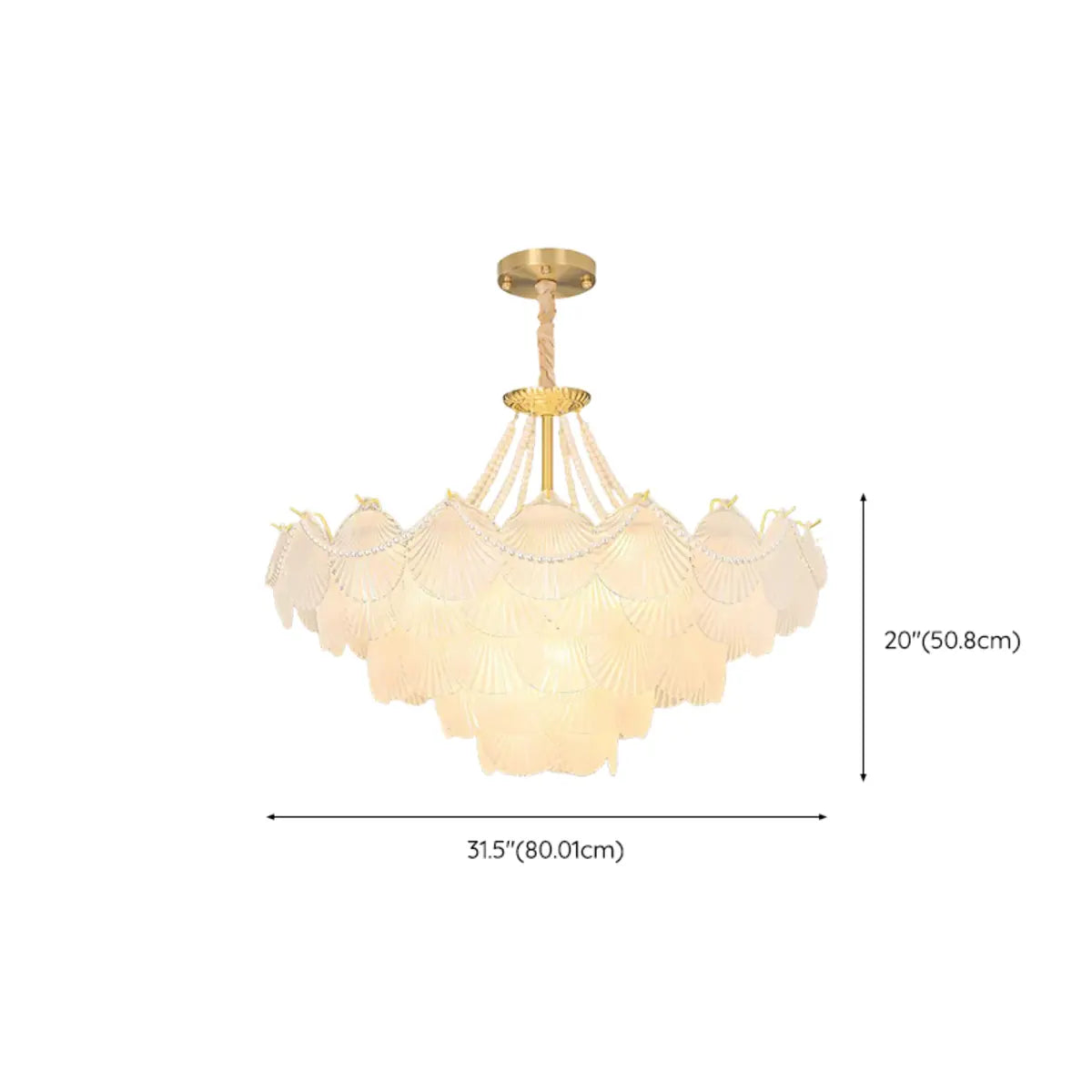 Pearl Shell Tiered Frosted Glass Living Room Chandelier Image - 24