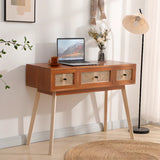 Pine Butcher Block Drawers Small Narrow Writing Desk Image - 4