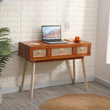 Pine Butcher Block Drawers Small Narrow Writing Desk Image - 7