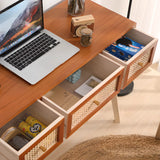 Pine Butcher Block Drawers Small Narrow Writing Desk Image - 8