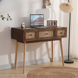 Pine Butcher Block Drawers Small Narrow Writing Desk Image - 9