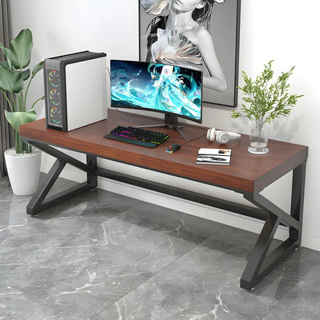 Pine Medium Wood Rectangle Steel Sled Gaming Desk Image - 1