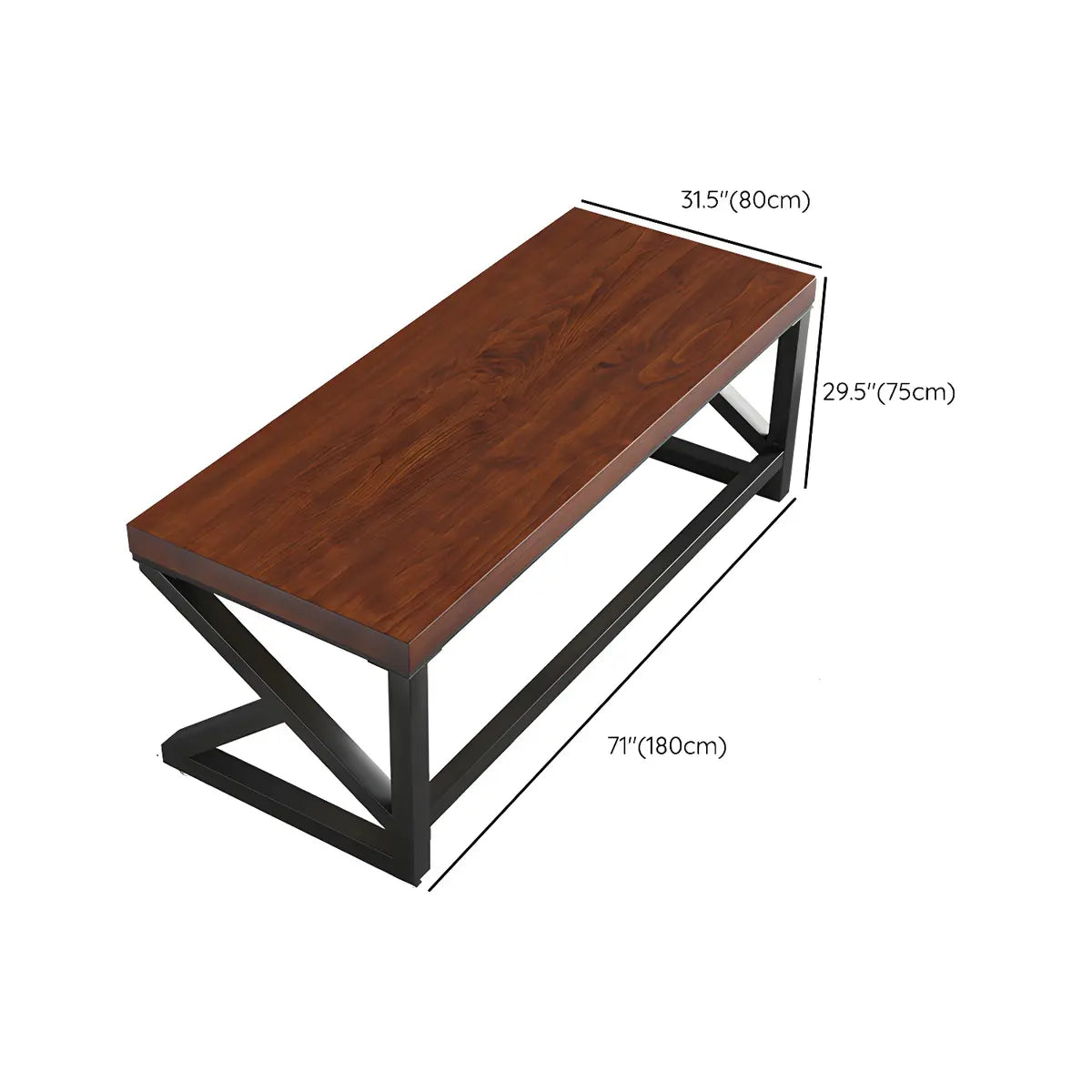 Pine Medium Wood Rectangle Steel Sled Gaming Desk Image - 10