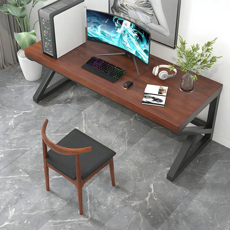 Pine Medium Wood Rectangle Steel Sled Gaming Desk Image - 2