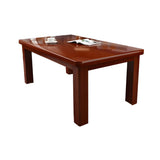 Pine Red Brown Rectangle Shelf Four Legs Coffee Table Image - 10