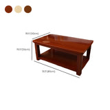 Pine Red Brown Rectangle Shelf Four Legs Coffee Table Image - 20