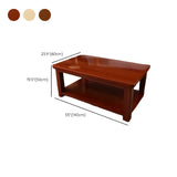 Pine Red Brown Rectangle Shelf Four Legs Coffee Table Image - 23