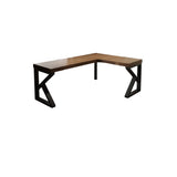 Pine Wood Butcher Block L-Shape Double Writing Desk Image - 13