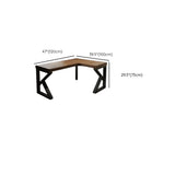 Pine Wood Butcher Block L-Shape Double Writing Desk #size