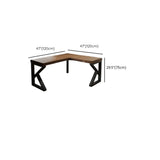 Pine Wood Butcher Block L-Shape Double Writing Desk Image - 19