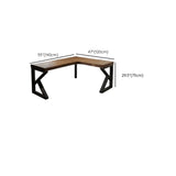 Pine Wood Butcher Block L-Shape Double Writing Desk Image - 21