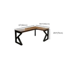 Pine Wood Butcher Block L-Shape Double Writing Desk Image - 22