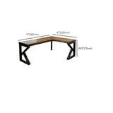 Pine Wood Butcher Block L-Shape Double Writing Desk Image - 24