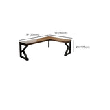 Pine Wood Butcher Block L-Shape Double Writing Desk Image - 27