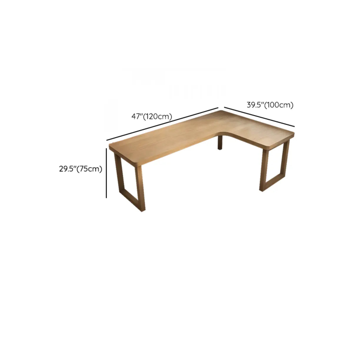 Pine Wood Butcher Block Sled L-Shape Writing Desk Image - 11