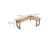 Pine Wood Butcher Block Sled L-Shape Writing Desk Image - 12