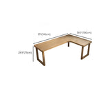 Pine Wood Butcher Block Sled L-Shape Writing Desk Image - 14