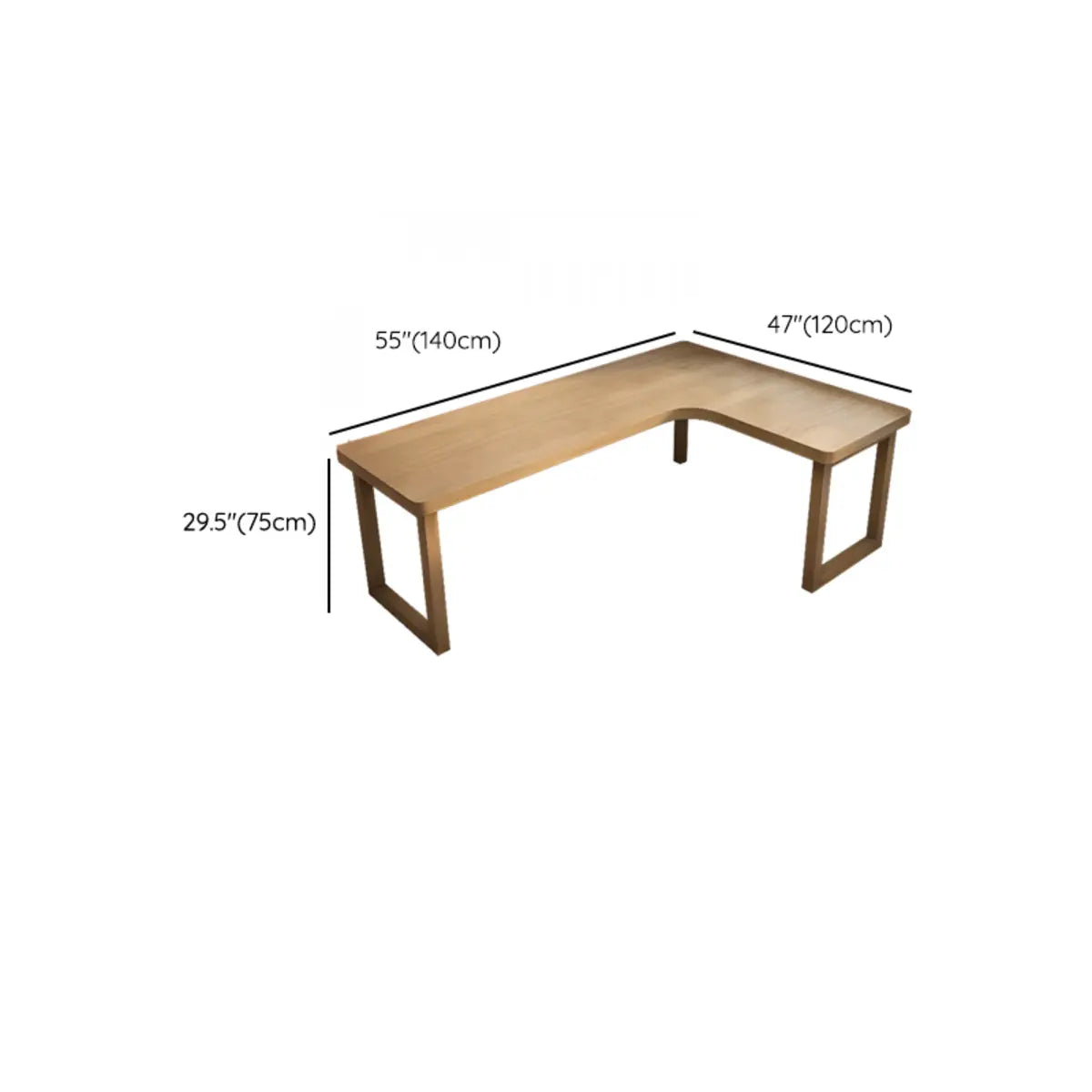 Pine Wood Butcher Block Sled L-Shape Writing Desk Image - 15