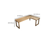 Pine Wood Butcher Block Sled L-Shape Writing Desk Image - 17