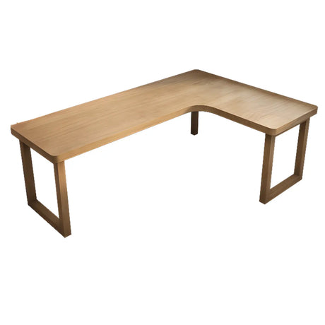 Pine Wood Butcher Block Sled L-Shape Writing Desk Image - 2