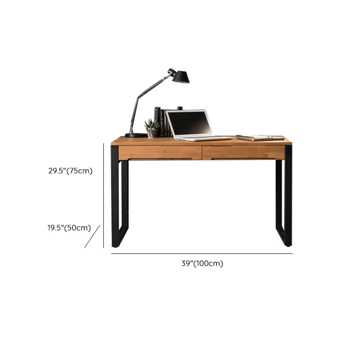 Pine Wood Drawers Butcher Block Sledge Writing Desk 