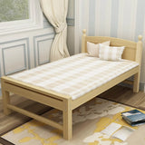 Pine Wood Natural Finish Twin Panel Bed with Headboard Image - 5