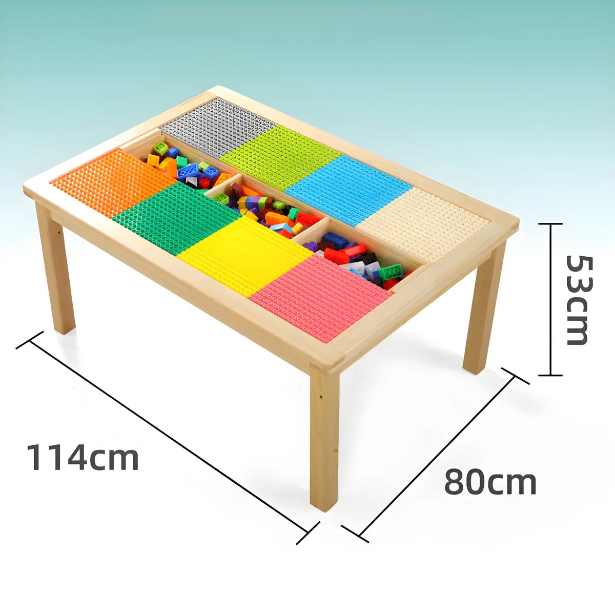 Pine Wood Toddler Building Block Table Chair Set Image - 11