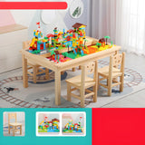 Pine Wood Toddler Building Block Table Chair Set Image - 5