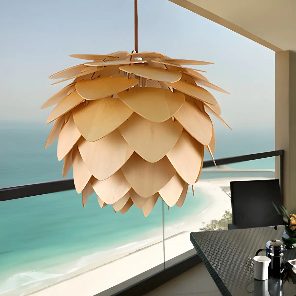 Pinecone Wooden Adjustable Chandelier Pendant Light Image - 14