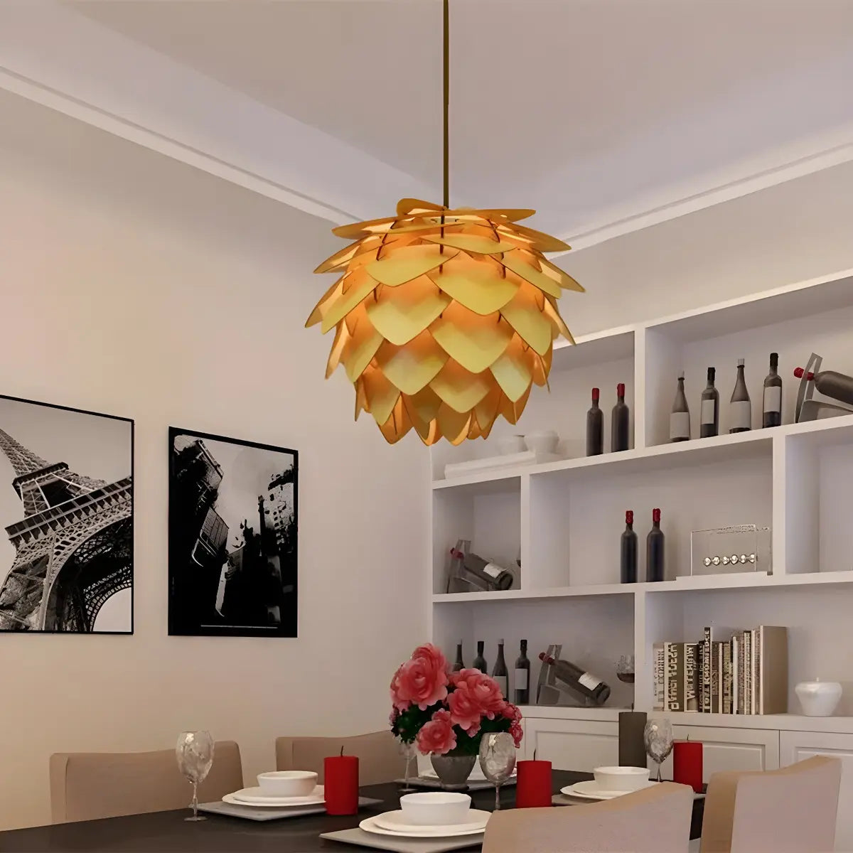 Pinecone Wooden Adjustable Chandelier Pendant Light Image - 4