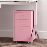 Pink 3 Drawers Steel Rolling Small Filing Cabinets Image - 1