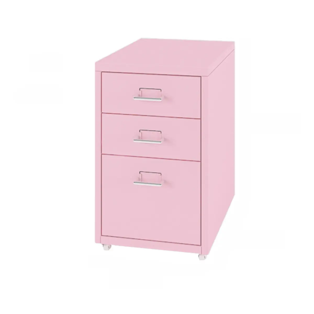 Pink 3 Drawers Steel Rolling Small Filing Cabinets Image - 5