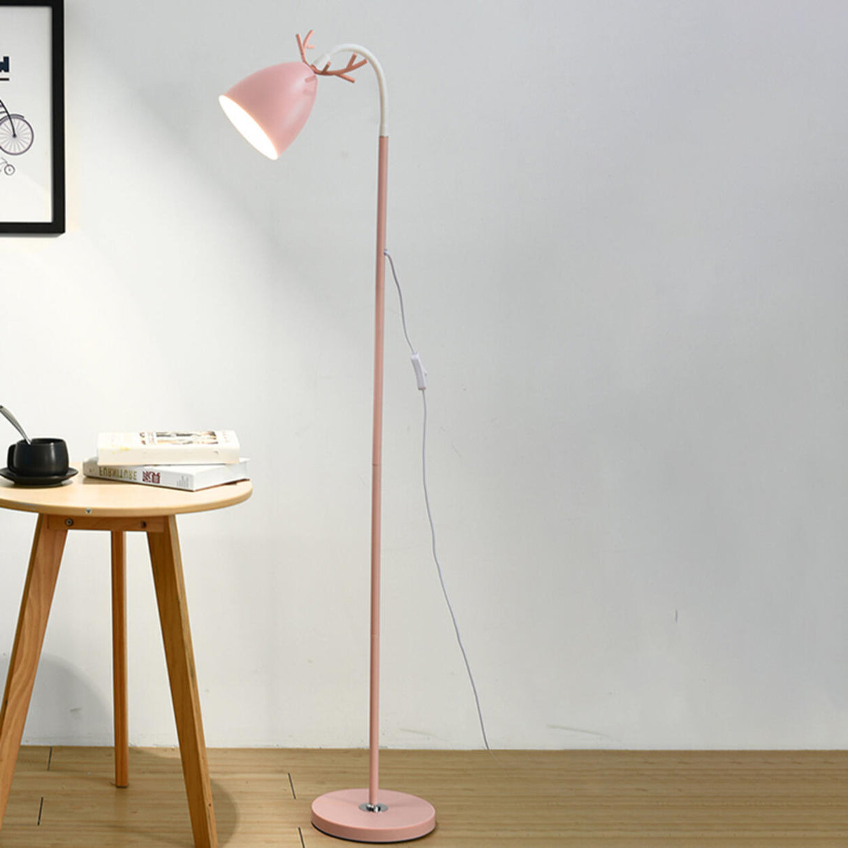 Pink Antler Decorative Bedside Metal Floor Lamp Image - 8