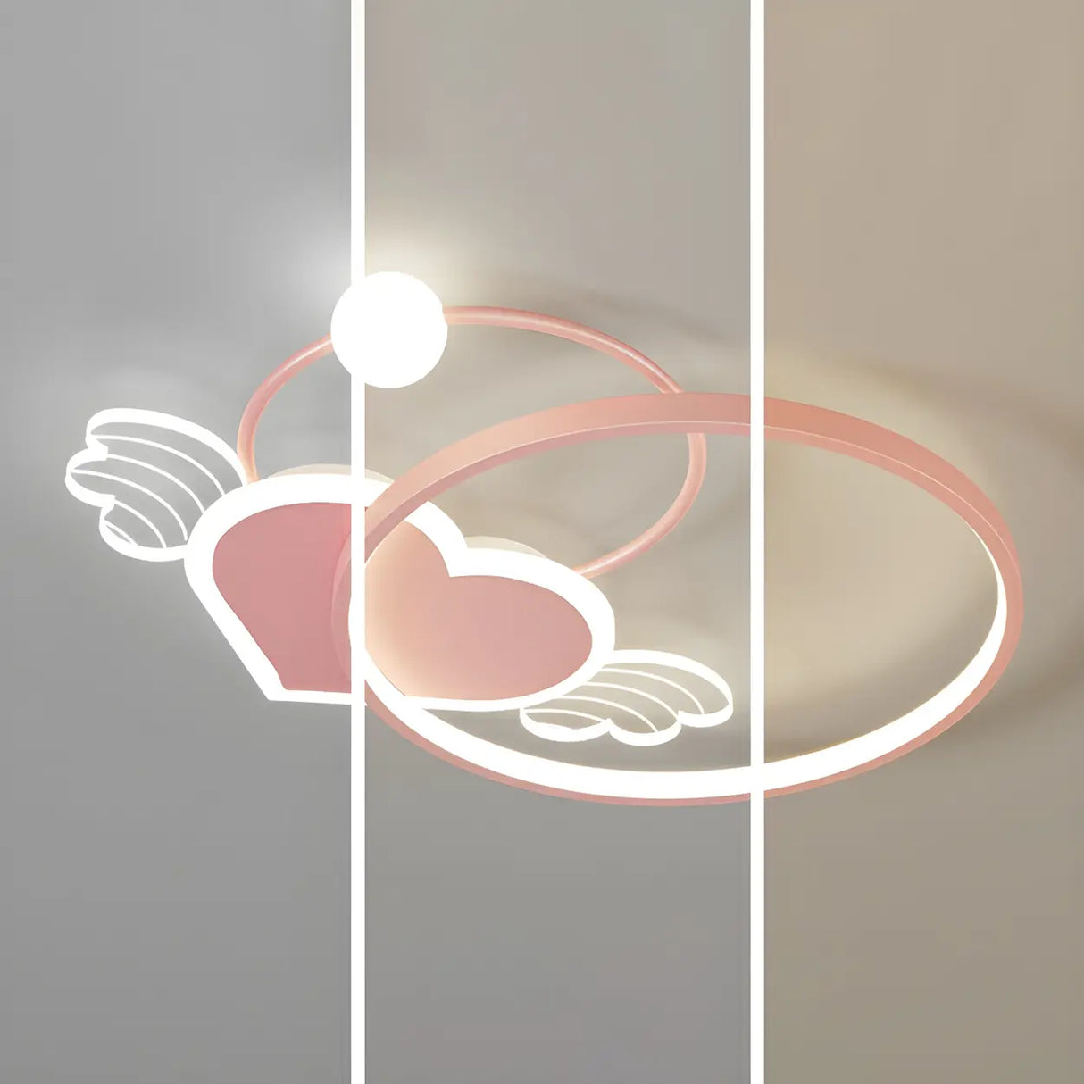 Pink Circle Loving Heart LED Flush Mount Ceiling Light Image - 10