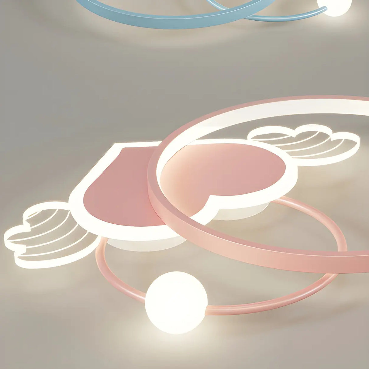 Pink Circle Loving Heart LED Flush Mount Ceiling Light Image - 13