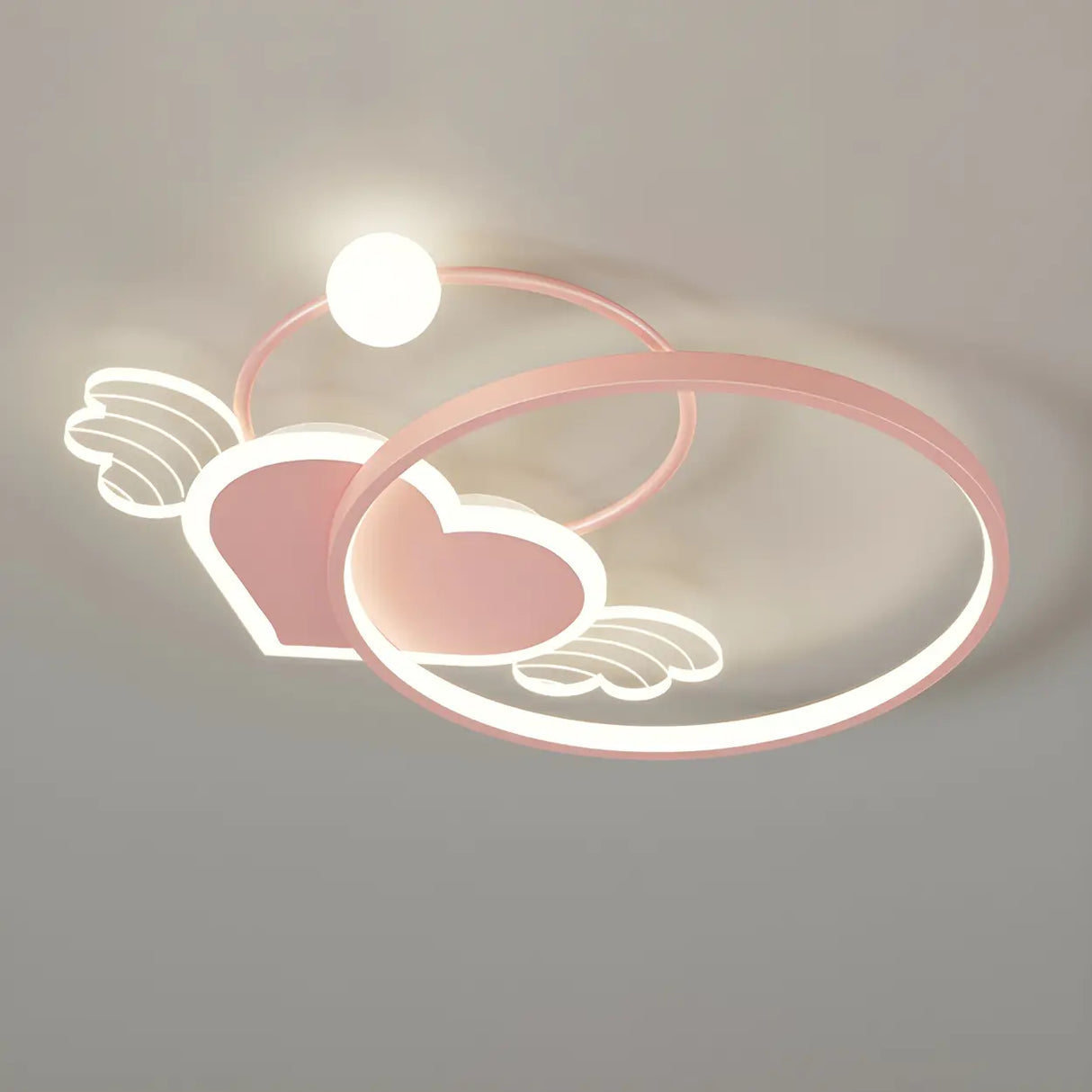 Pink Circle Loving Heart LED Flush Mount Ceiling Light Image - 8