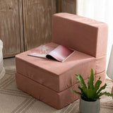 Pink Corduroy Fixed Back Reclining Convertible Chair Image - 1