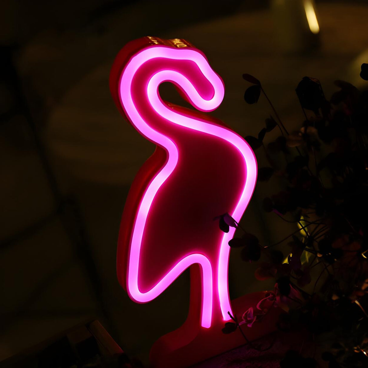 Pink Flamingo Neon Light Bedroom Nightstand Lamp Image - 1