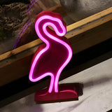 Pink Flamingo Neon Light Bedroom Nightstand Lamp Image - 2