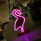 Pink Flamingo Neon Light Bedroom Nightstand Lamp Image - 3