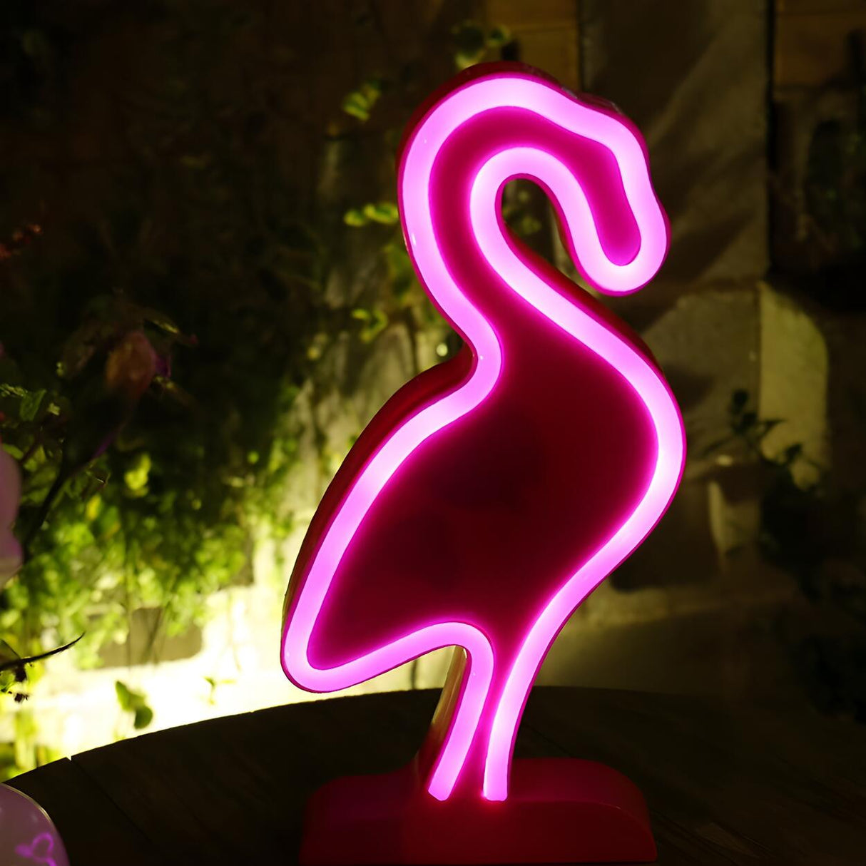 Pink Flamingo Neon Light Bedroom Nightstand Lamp Image - 4