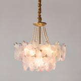 Pink Floral Crystal Chandelier, Adjustable Height Image - 13