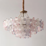 Pink Floral Crystal Chandelier, Adjustable Height Image - 14