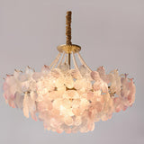 Pink Floral Crystal Chandelier, Adjustable Height Image - 2