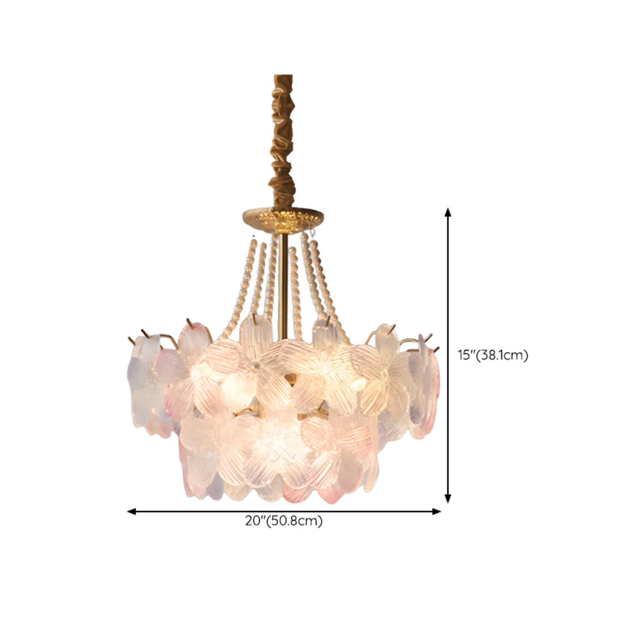 Pink Floral Crystal Chandelier, Adjustable Height Image - 21