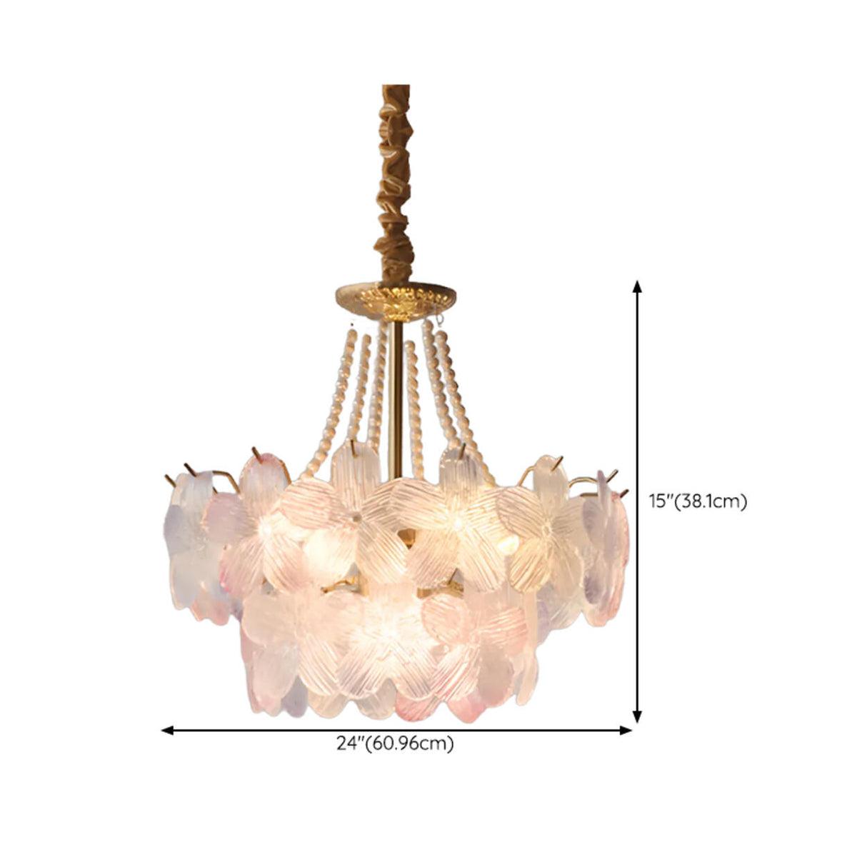 Pink Floral Crystal Chandelier, Adjustable Height Image - 22