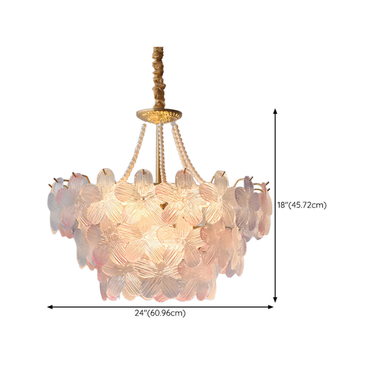 Pink Floral Crystal Chandelier, Adjustable Height Image - 24