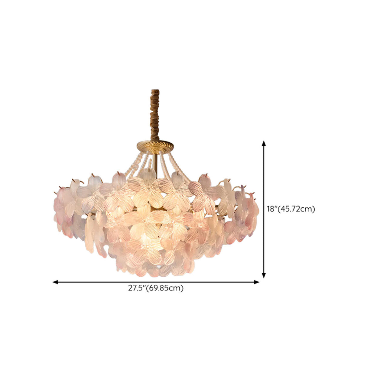 Pink Floral Crystal Chandelier, Adjustable Height Image - 25