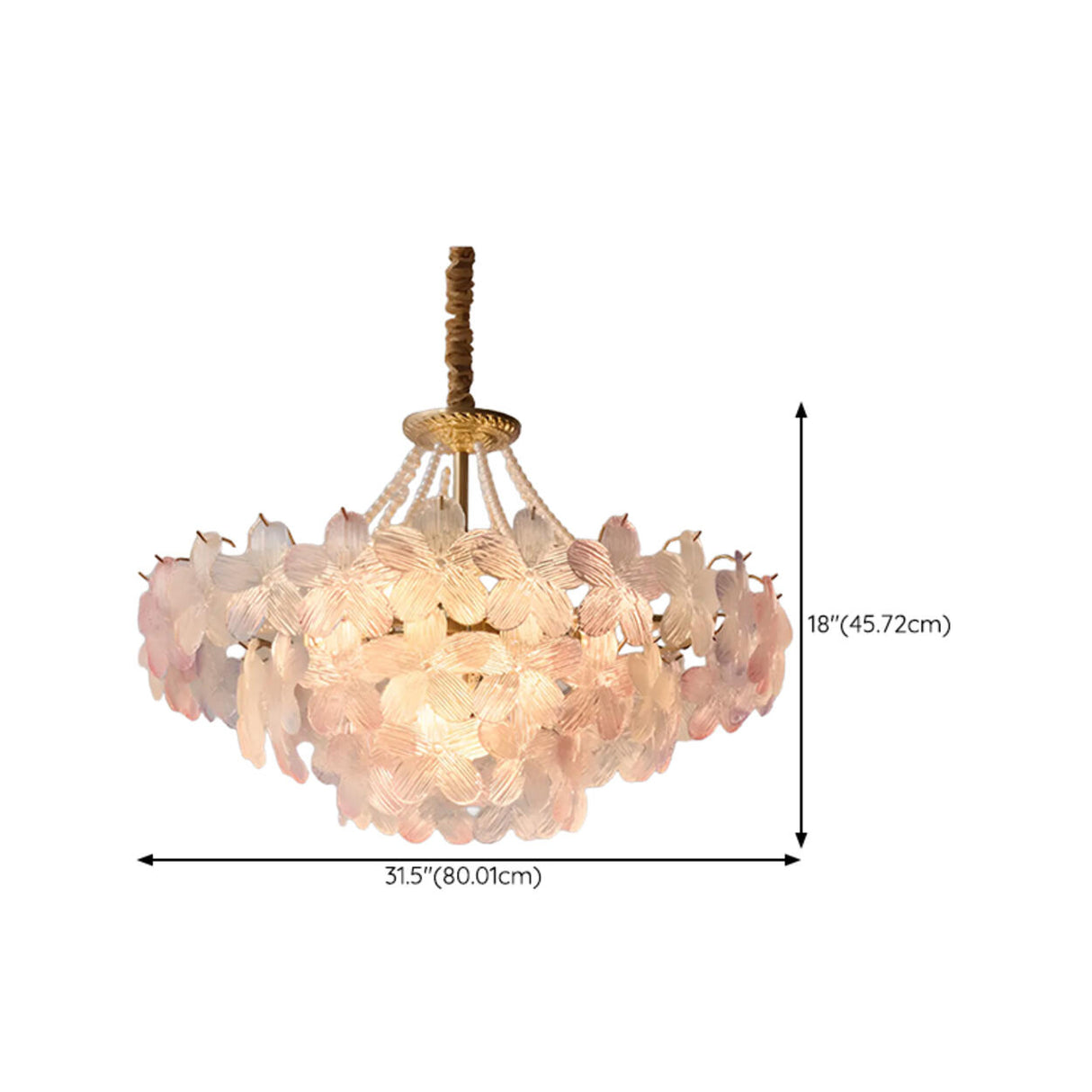 Pink Floral Crystal Chandelier, Adjustable Height Image - 26