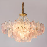 Pink Floral Crystal Chandelier, Adjustable Height Image - 3